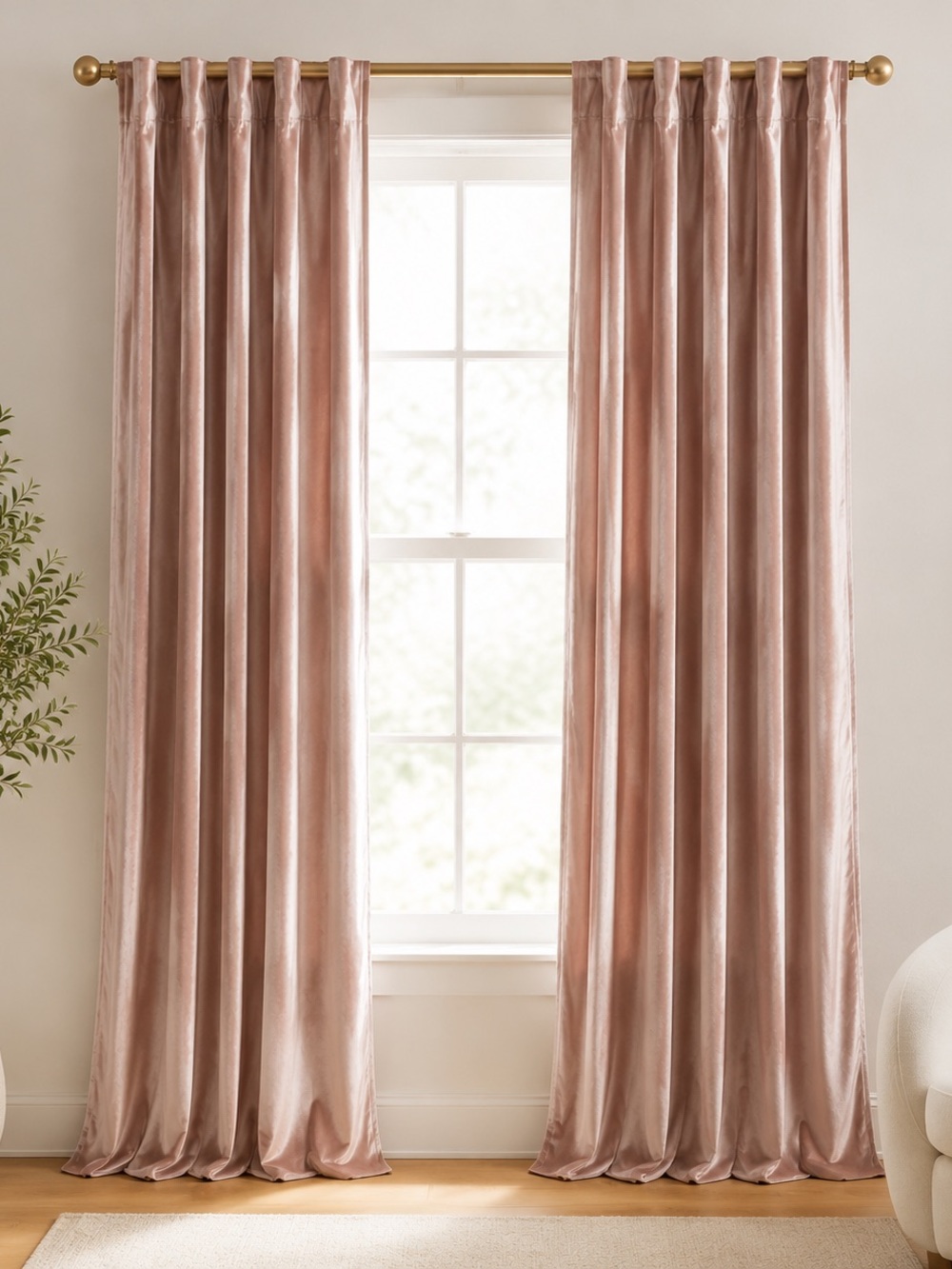 West Elm Rose Blush Velvet Curtain Panels
